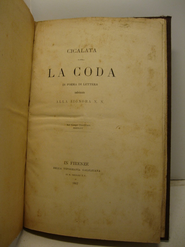 Cicalata sopra la coda in forma di lettera indirizzata alla signora N. N.